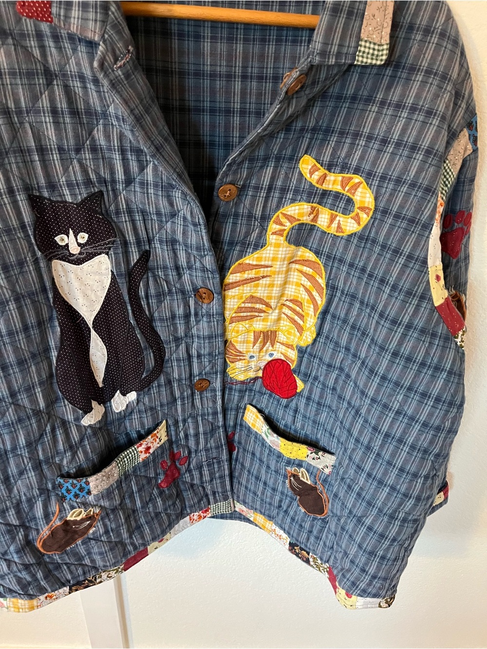 Vintage Patch Magic Group Cat Quilted Coat - Picture 2 of 10